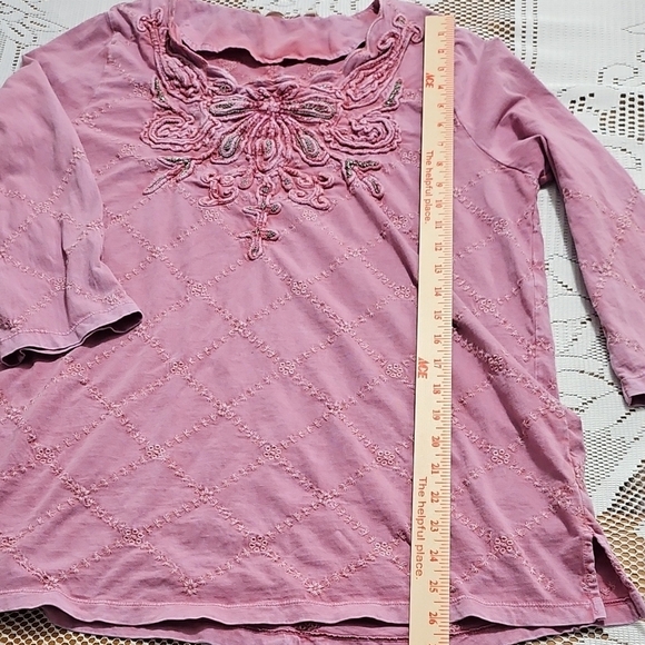 Soft Surroundings Pink Embroidered Top - Picture 2 of 8
